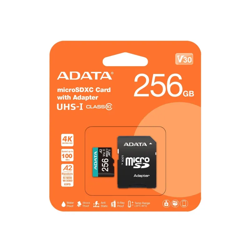 Memory micro sdxc 256gb w-ad.-ausdx256gui3v30sa2-ra1 adata