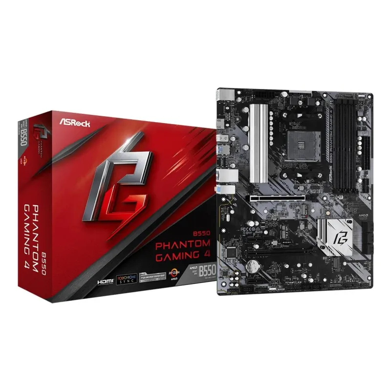Mainboard-ASROCK-AMD B550-SAM4-ATX-2xPCI-Express 3.0 1x-1xPCI-Express 3.0 4x-2xM.2-1xPCI-Express 4.0 16x-Memory DDR4-Memory