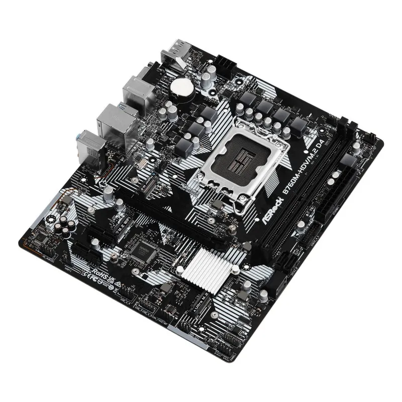 Mainboard-ASROCK-Intel B760 Express-LGA1700-Micro-ATX-Memory DDR4-Memory slots 2-2xPCI-Express 3.0 1x-1xPCI-Express 4.0