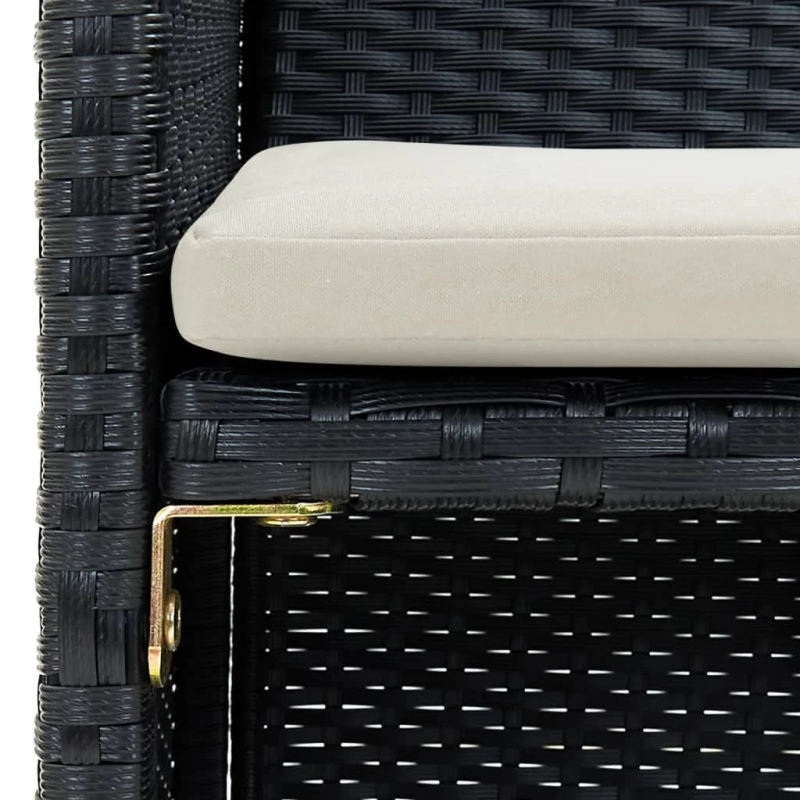 vidaXL divvietīgs dārza dīvāns ar matračiem, melna PE rotangpalma