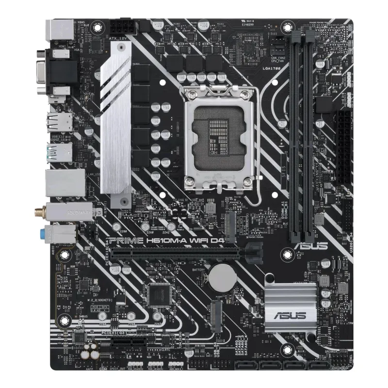 Mainboard-ASUS-Intel H610-LGA1700-Micro-ATX-Memory DDR4-Memory slots 2-1xPCI-Express 3.0 1x-1xPCI-Express 4.0 16x-2xM.2-1x15pin