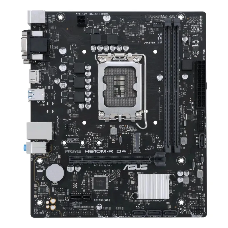 Mainboard-ASUS-Intel H610-LGA1700-Micro-ATX-Memory DDR4-Memory slots 2-1xPCI-Express 1x-1xPCI-Express 16x-1xM.2-1x15pin