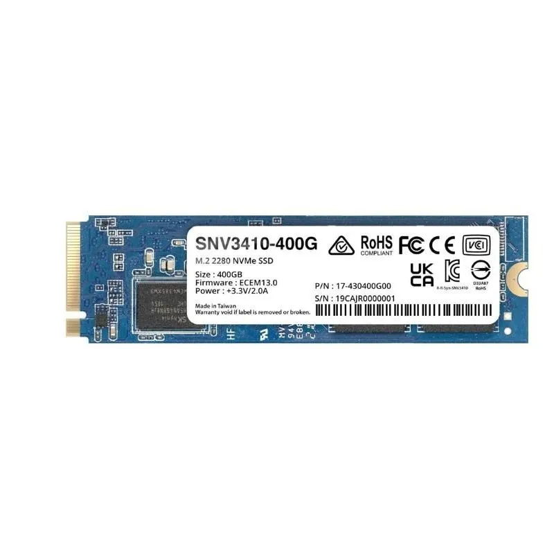 SSD-SYNOLOGY-SNV3400-400GB-M.2-PCIE-NVMe-Write speed 750 MBytes-sec-Read speed 3000 MBytes-sec-TBW 491 TB-MTBF 1800000