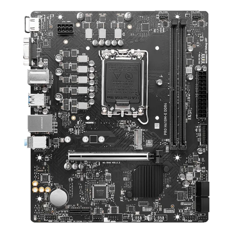 Mainboard-MSI-Intel H610-LGA1700-MicroATX-Memory DDR4-Memory slots 2-1xPCI-Express 1x-1xPCI-Express 16x-1xM.2-1x15pin