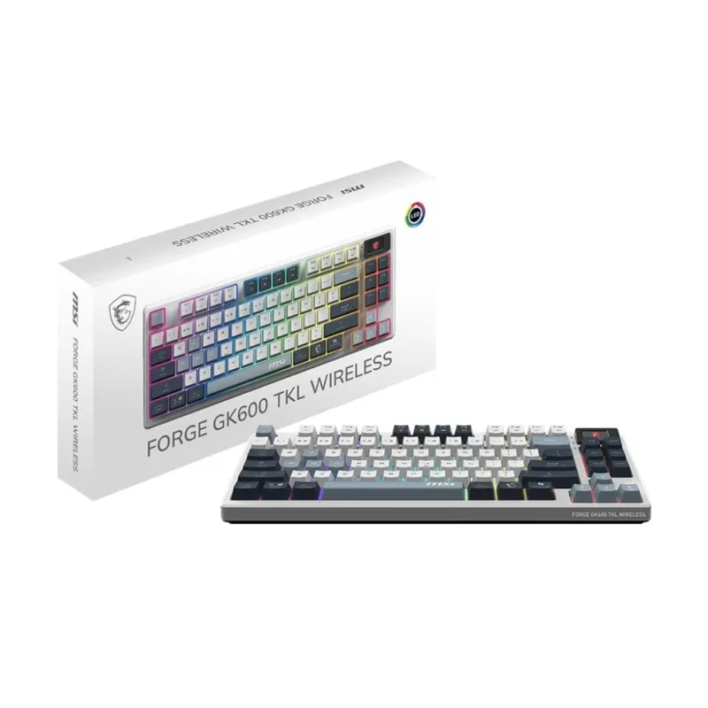 MSI FORGE GK600 TKL WIRELESS SKY - Gaming Keyboard - Wireless - US - Bluetooth - 2.4 GHz, Bluetooth, USB 2.0 - Mechanical Linear