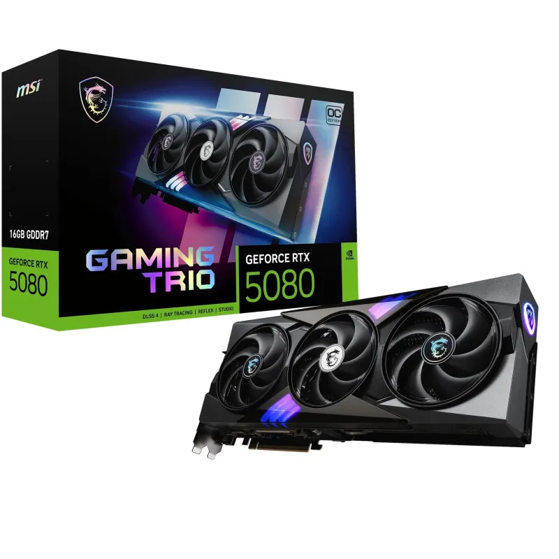 Graphics Card-MSI-NVIDIA GeForce RTX 5080-16 GB-GDDR7-256 bit-PCIE 5.0 16x-Dual Slot