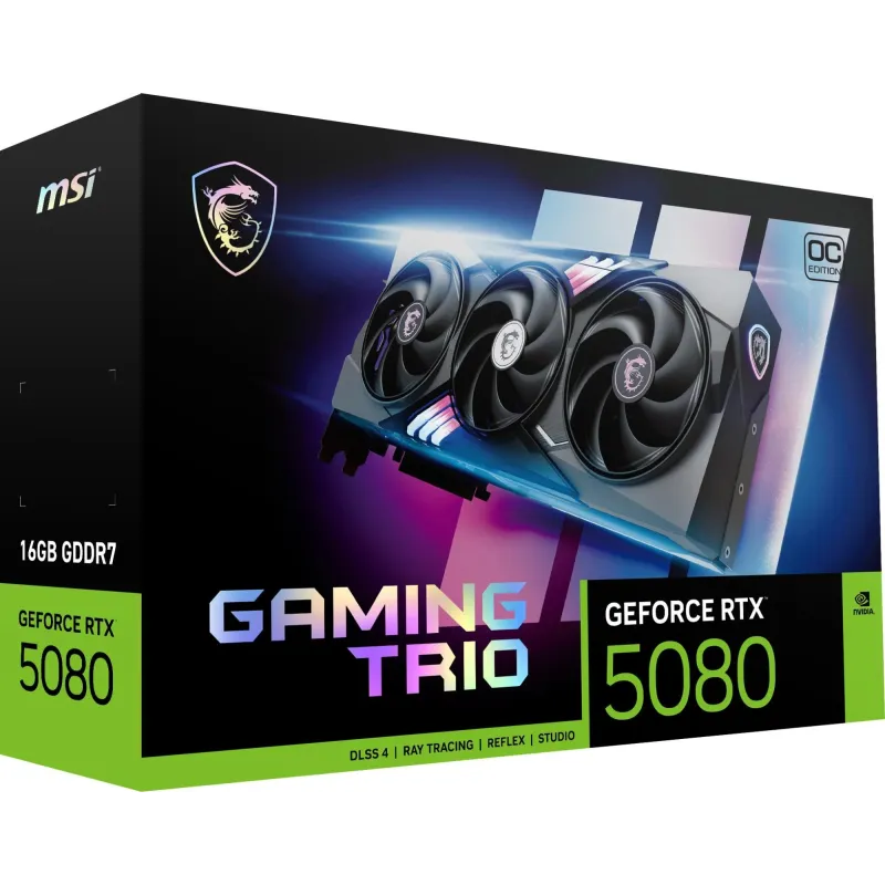 Graphics Card-MSI-NVIDIA GeForce RTX 5080-16 GB-GDDR7-256 bit-PCIE 5.0 16x-Dual Slot