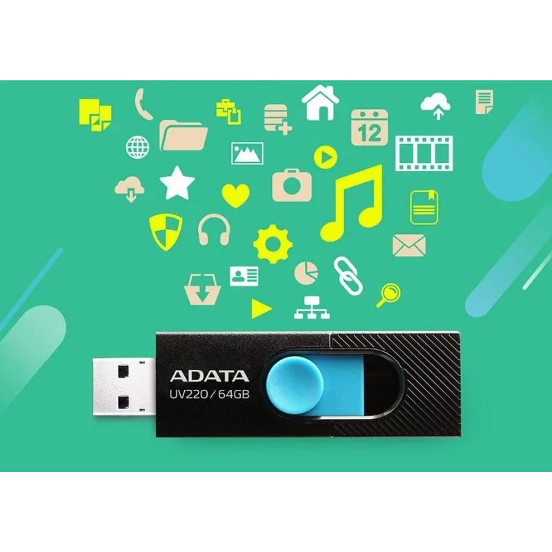 Memory drive flash usb2 64gb-blue auv220-64g-rbkbl adata