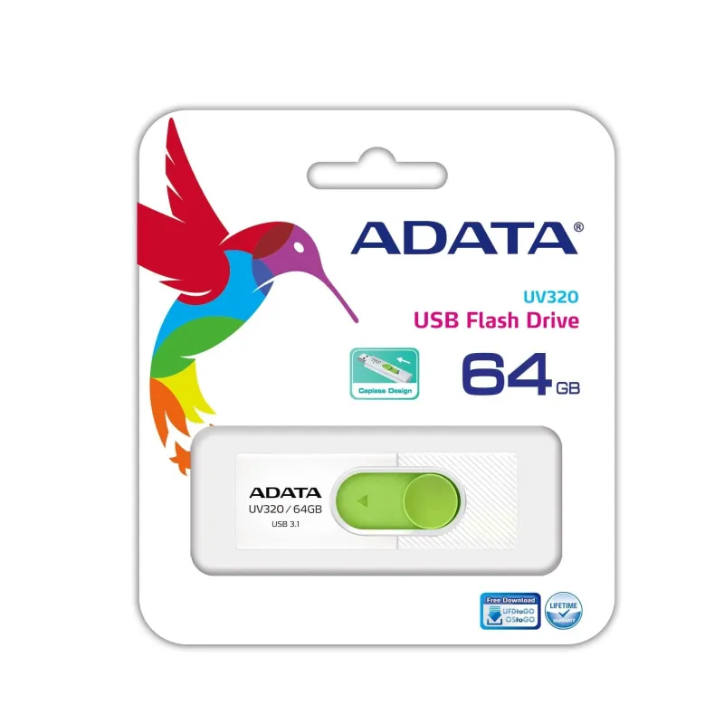 Memory drive flash usb3.1 64gb-white auv320-64g-rwhgn adata