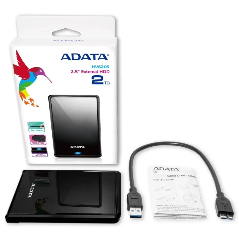 External HDD-ADATA-HV620S-4TB-USB 3.1-Colour Black-AHV620S-4TU31-CBK