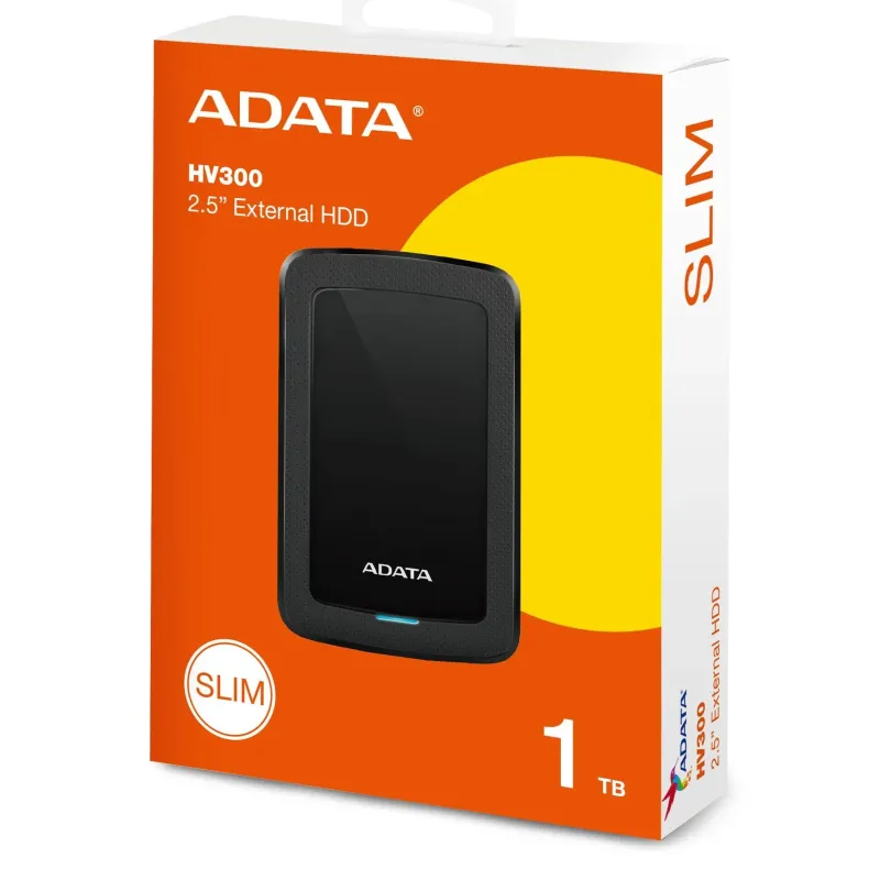 External HDD-ADATA-HV300-1TB-USB 3.1-Colour Black-AHV300-1TU31-CBK
