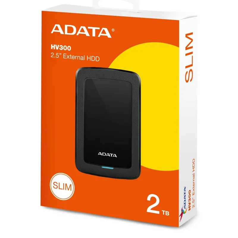 External HDD-ADATA-HV300-2TB-USB 3.1-Colour Black-AHV300-2TU31-CBK