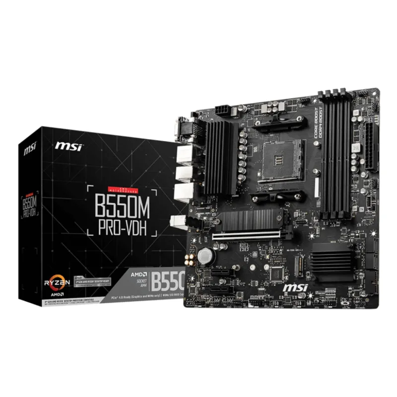 Mainboard-MSI-AMD B550-SAM4-MicroATX-Memory DDR4-Memory slots 4-2xPCI-Express 3.0 1x-1xPCI-Express 4.0 16x-2xM.2-1x15pin