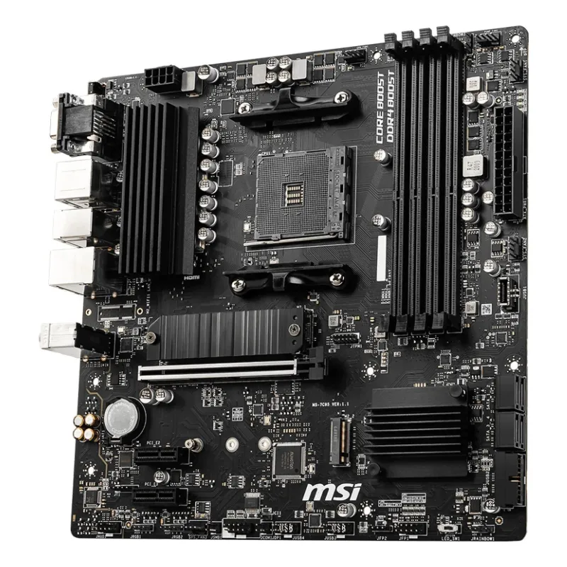 Mainboard-MSI-AMD B550-SAM4-MicroATX-Memory DDR4-Memory slots 4-2xPCI-Express 3.0 1x-1xPCI-Express 4.0 16x-2xM.2-1x15pin