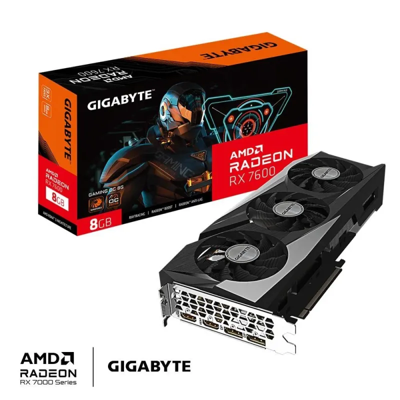 Gigabyte Radeon RX 7600 GAMING OC 8G - AMD - 8 GB - Radeon RX 7600 - GDDR6 - HDMI ports quantity 2 - PCI-E 4.0
