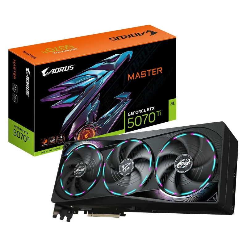 Gigabyte AORUS GeForce RTX 5070 Ti MASTER 16G - NVIDIA - 16 GB - GeForce RTX 5070 Ti - GDDR7 - HDMI ports quantity 1 - PCI-E 5.0