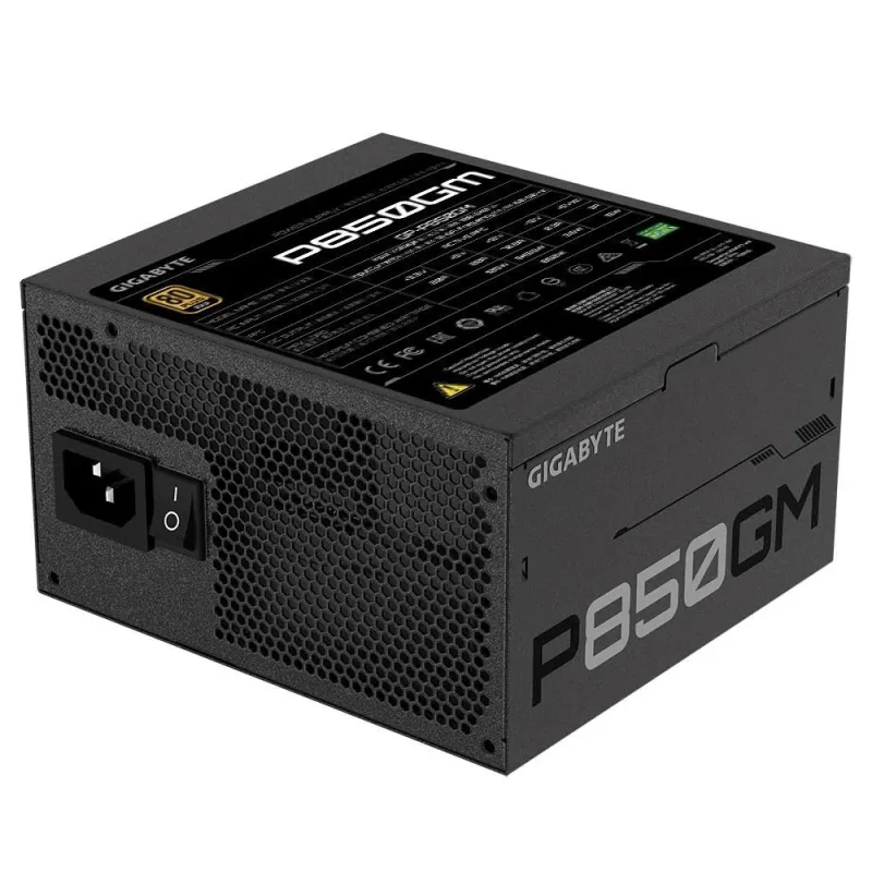 Power Supply-GIGABYTE-850 Watts-Efficiency 80 PLUS GOLD-PFC Active-MTBF 100000 hours-GP-P850GM