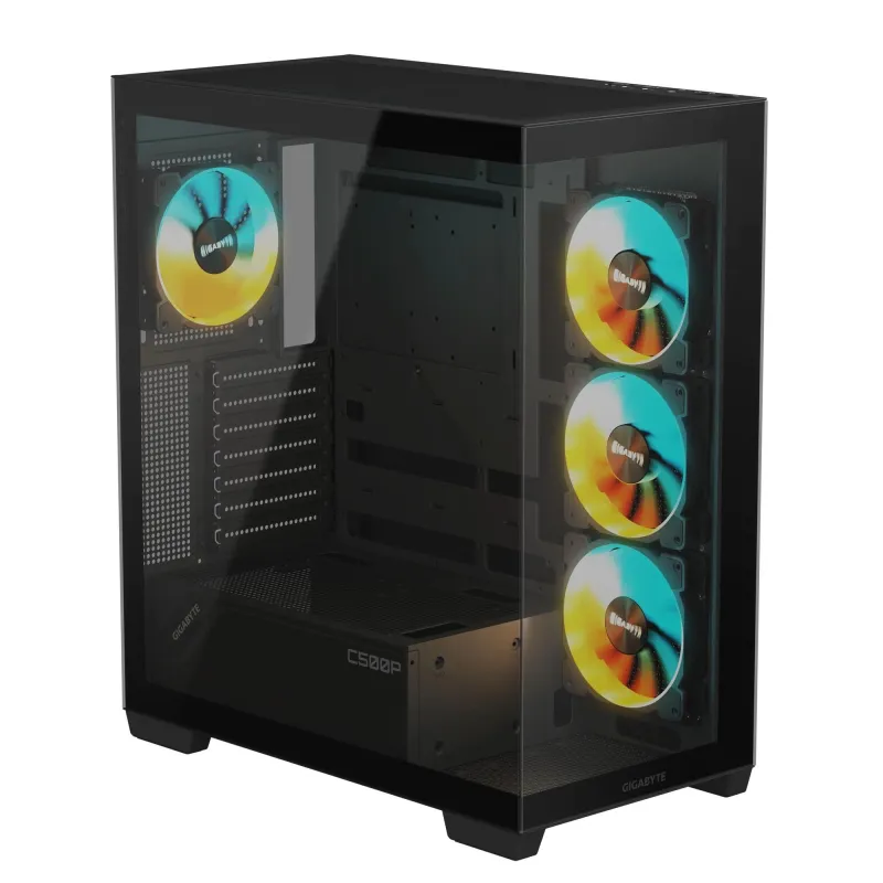 Case-GIGABYTE-GB-C500P ST-MidiTower-Case product features Transparent panel-ATX-MicroATX-MiniITX-Colour Black-GB-C500PST