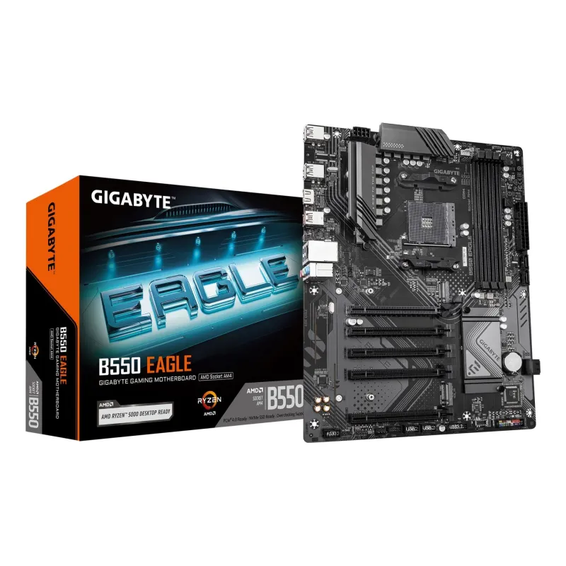 Mainboard-GIGABYTE-AMD B550-SAM4-ATX-Memory DDR4-Memory slots 4-4xPCI-Express 3.0 1x-1xPCI-Express 4.0 16x-2xM.2-1xHDMI-4xUSB