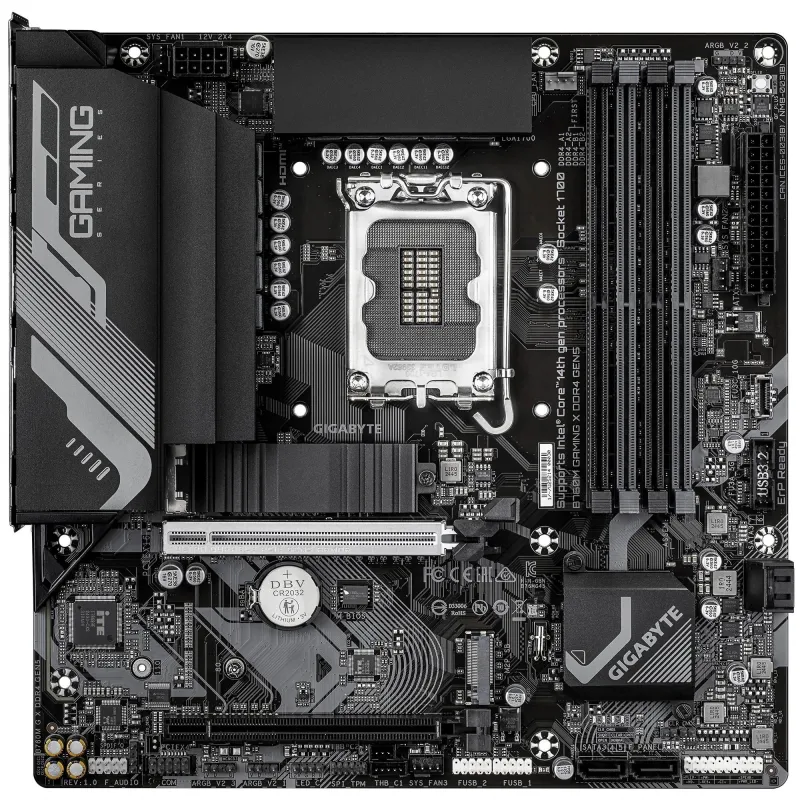 Mainboard-GIGABYTE-Intel B760-LGA 1700-micro ATX-RAM DDR4-SDRAM-4xSlots-2xNumber of M.2 ,M, slots-B760MGXDDR4GEN5