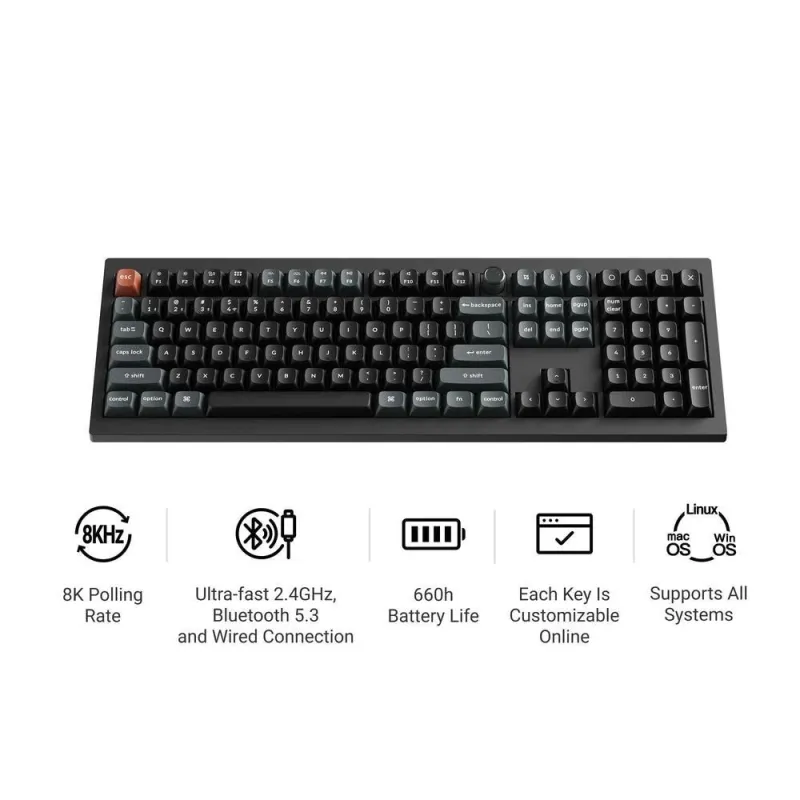 Keyboard wrl v6 ultra-black v6u-d1 keychron