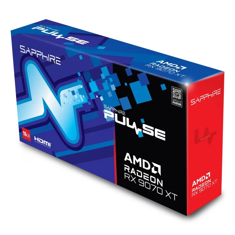 Graphics Card-SAPPHIRE-AMD Radeon RX 9070 XT-16 GB-GDDR6-256 bit-PCIE 5.0 16x-Triple slot