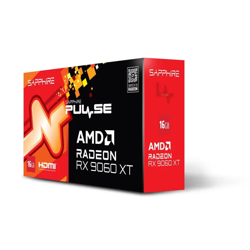 Graphics Card-SAPPHIRE-AMD Radeon RX 9060 XT-16 GB-GDDR6-128 bit-PCIE 5.0 16x-GPU 2700 MHz-Dual Slot