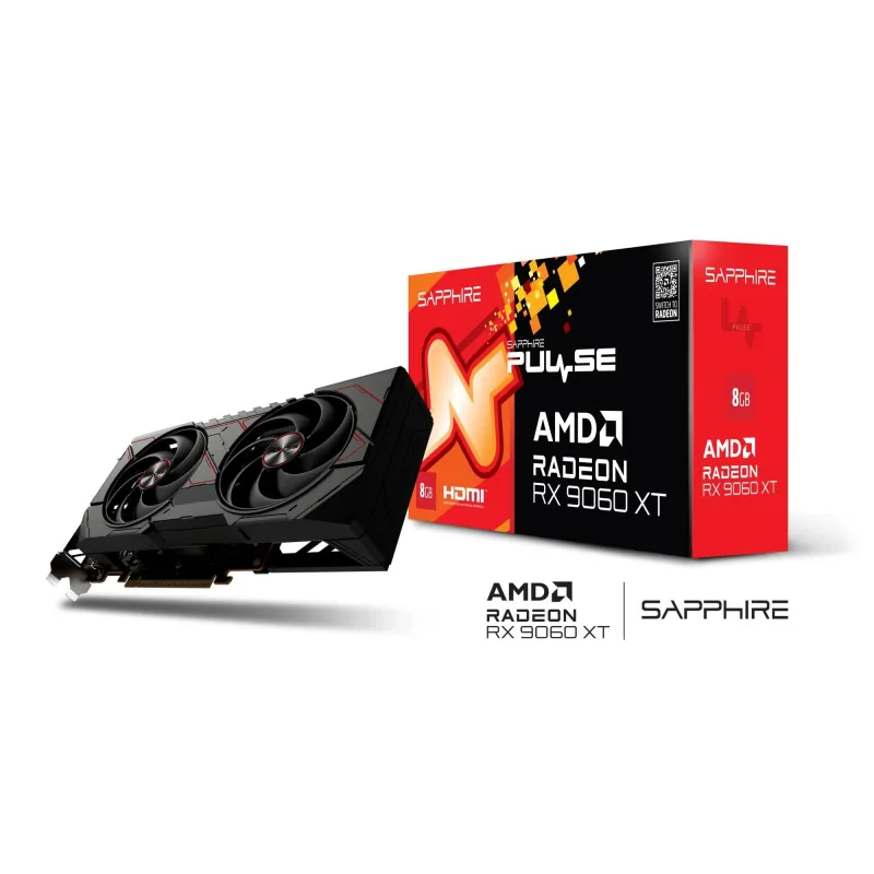 Graphics Card-SAPPHIRE-AMD Radeon RX 9060 XT-8 GB-GDDR6-128 bit-PCIE 5.0 16x-GPU 2700 MHz-Dual Slot