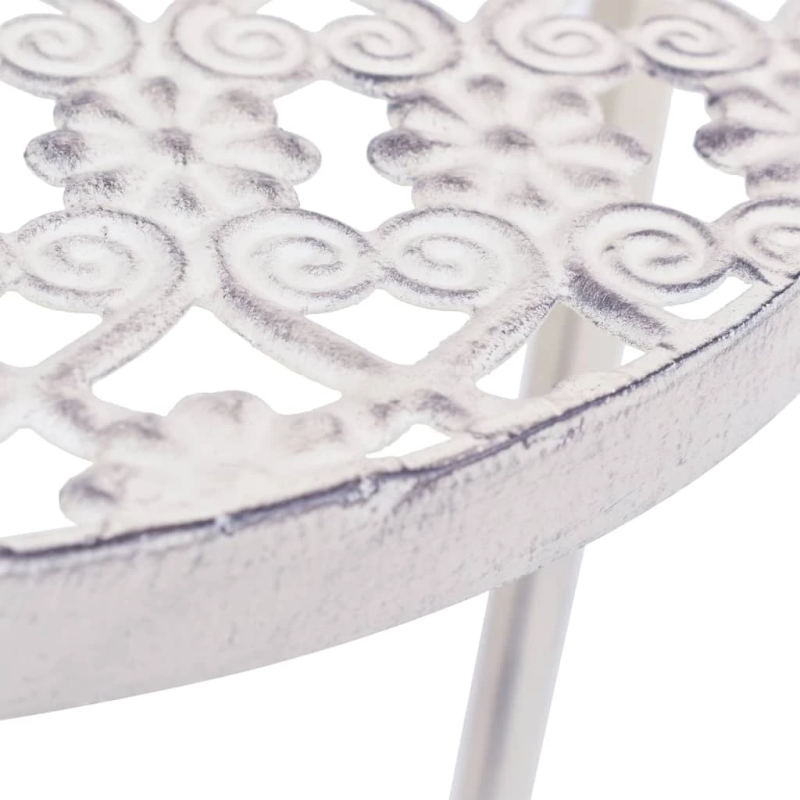 vidaXL augu statīvi, 3 gab., vintāžas stils, metāls, antīki balti