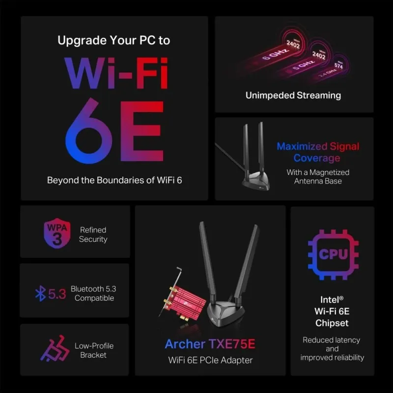 Wrl adapter 5400mbps wi-fi 6e-archer txe75e tp-link