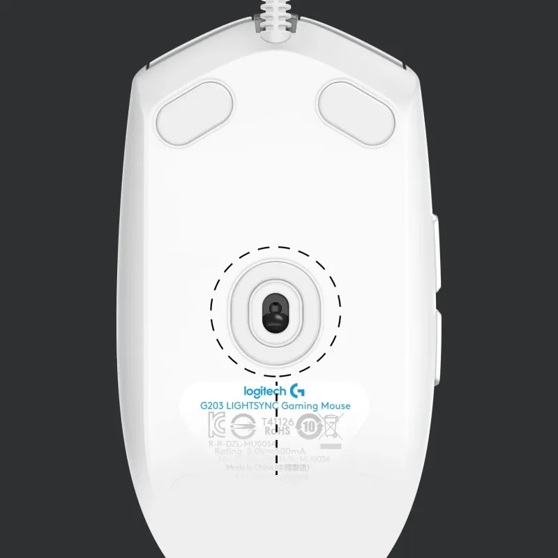 Mouse usb optical g203-white 910-005797 logitech