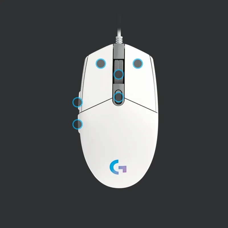 Mouse usb optical g203-white 910-005797 logitech