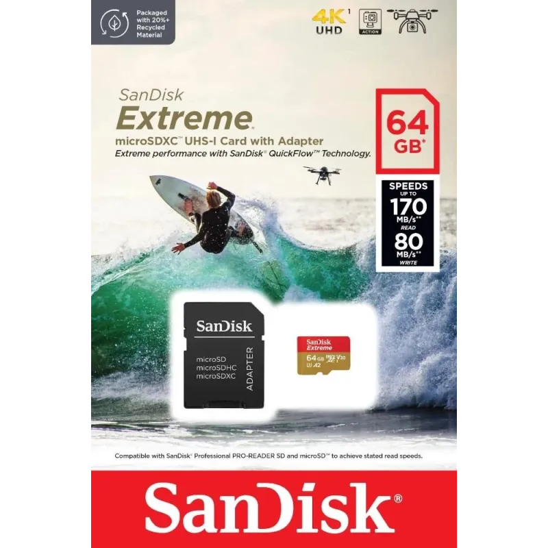 Memory micro sdxc 64gb uhs-i-w-a sdsqxah-064g-gn6aa sandisk