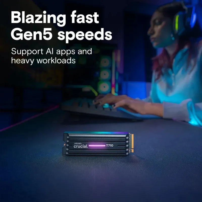 SSD-CRUCIAL-T710-4TB-M.2-PCIe Gen5-NVMe-Write speed 13800 MBytes-sec-Read speed 14900 MBytes-sec-TBW 2400 TB-CT4000T710SSD5