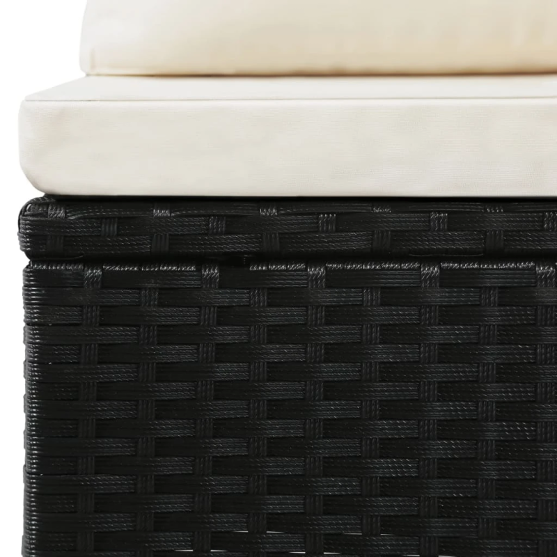 vidaXL 4-daļīgs dārza atpūtas mēbeļu komplekts ar matračiem, PE, melns