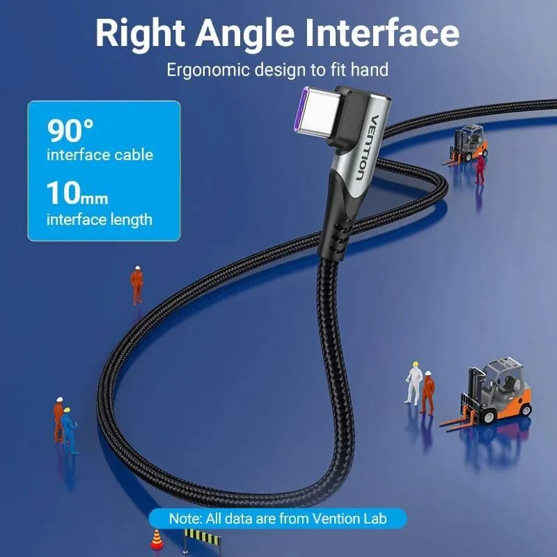 Cable usb-c to usb-c r.angle-1m gray takhf vention
