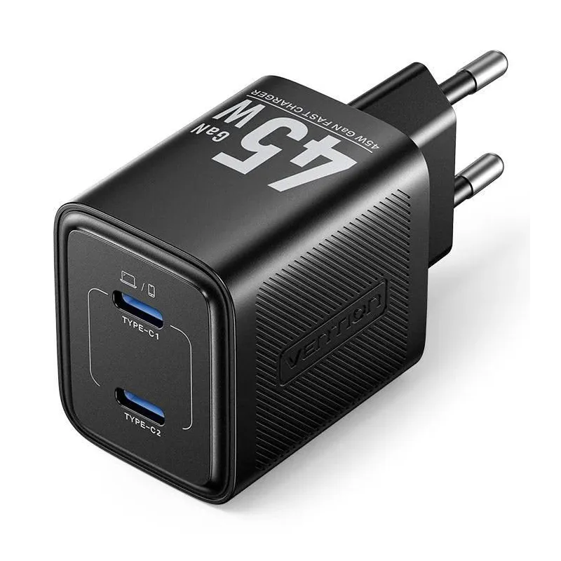 Mobile charger wall 45w usb-c-2p black fefb0-eu vention
