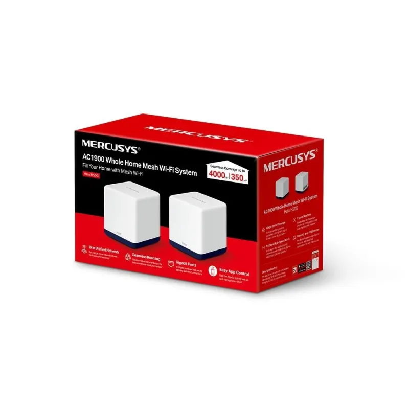 Wireless Router-MERCUSYS-Wireless Router-2-pack-1900 Mbps-Mesh-LAN \\ WAN ports 3-HALOH50G,2-PACK,