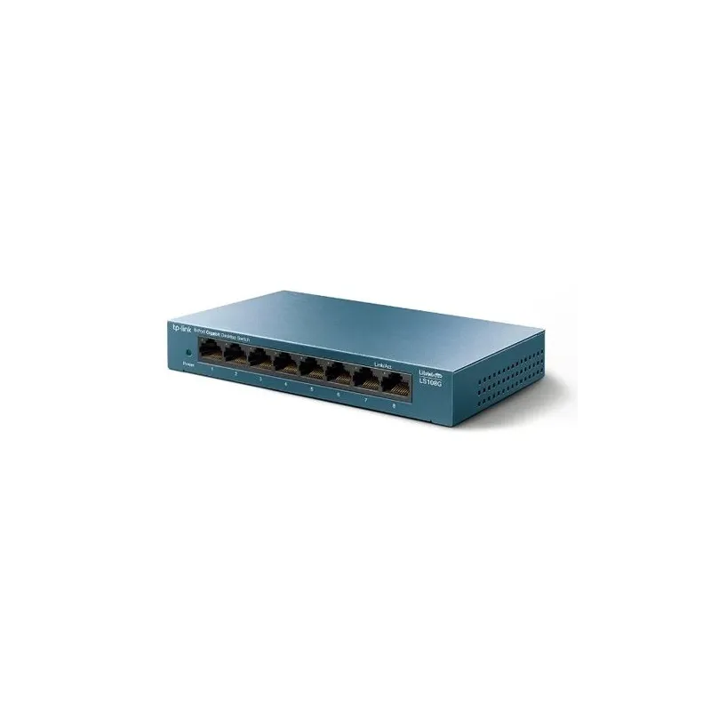 TP-LINK - 8-Port 10-100-1000Mbps Desktop Network Switch - LS108G - Unmanaged - Desktop - Power supply type External