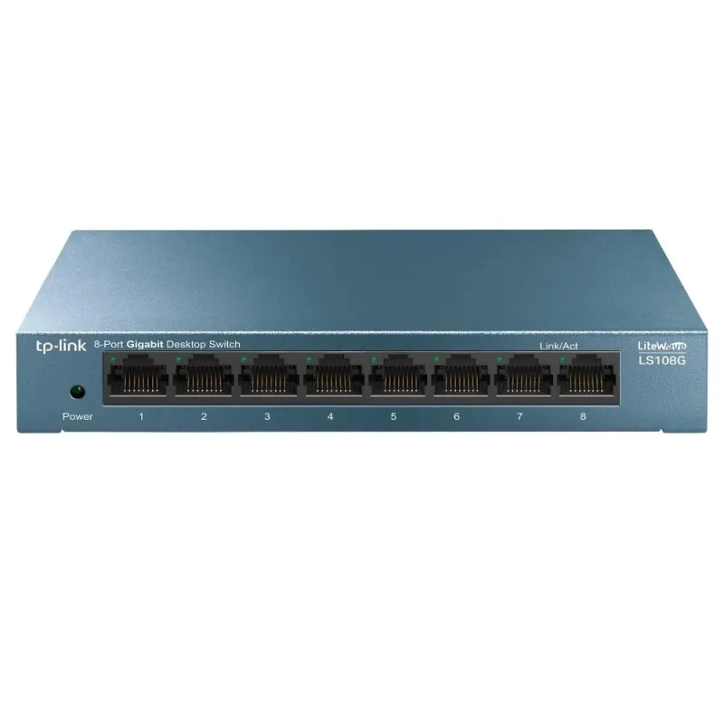 TP-LINK - 8-Port 10-100-1000Mbps Desktop Network Switch - LS108G - Unmanaged - Desktop - Power supply type External