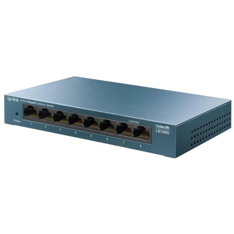 TP-LINK - 8-Port 10-100-1000Mbps Desktop Network Switch - LS108G - Unmanaged - Desktop - Power supply type External