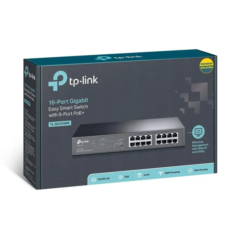 Switch-TP-LINK-Desktop-pedestal-16x10Base-T - 100Base-TX - 1000Base-T-PoE+ ports 8-TL-SG1016PE