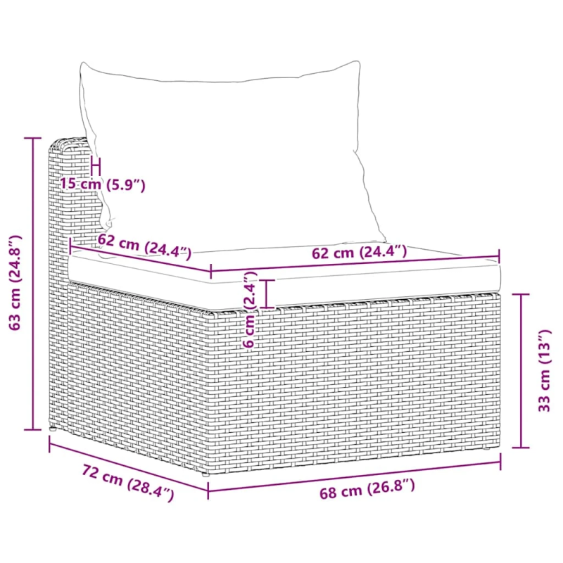 vidaXL 3-daļīgs dārza dīvāna komplekts ar matračiem, pelēks PE pinums