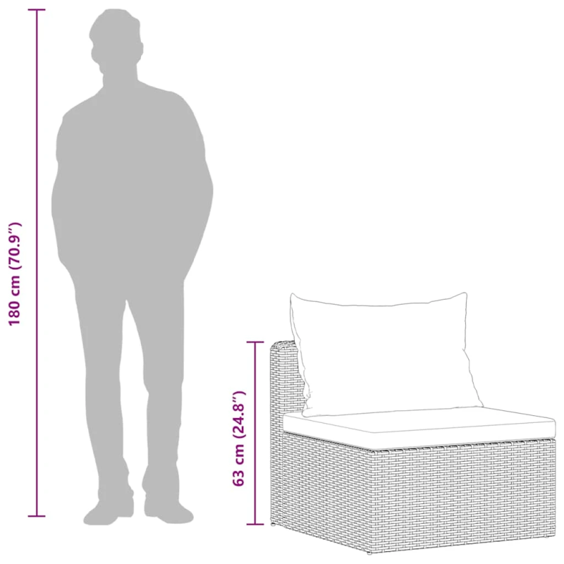 vidaXL 4-daļīgs dārza dīvāna komplekts ar matračiem, pelēks PE pinums