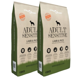 vidaXL suņu sausā barība, Adult Sensitive Lamb & Rice, 2 gab., 30 kg