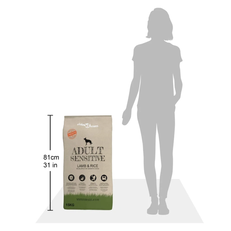 vidaXL suņu sausā barība, Adult Sensitive Lamb & Rice, 2 gab., 30 kg