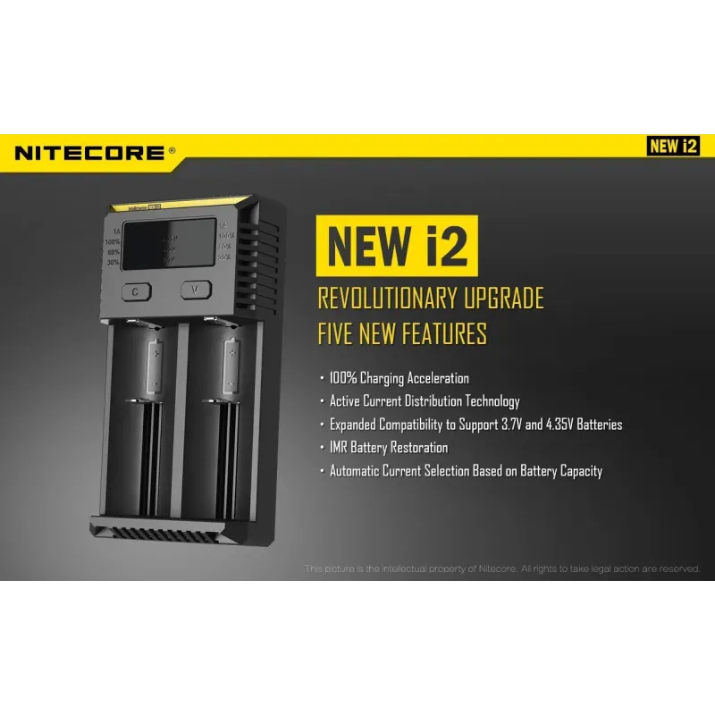 Battery charger 2-slot-intellicharger new i2 nitecore