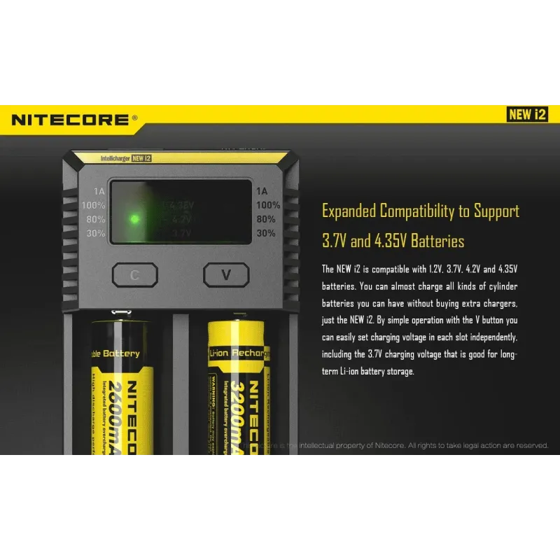 Battery charger 2-slot-intellicharger new i2 nitecore