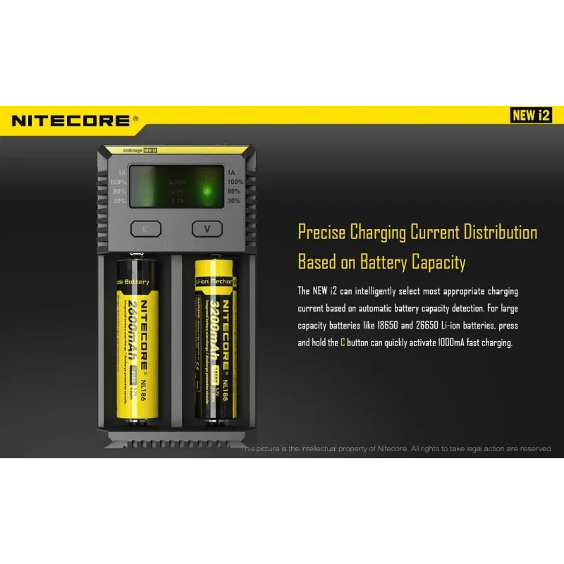 Battery charger 2-slot-intellicharger new i2 nitecore