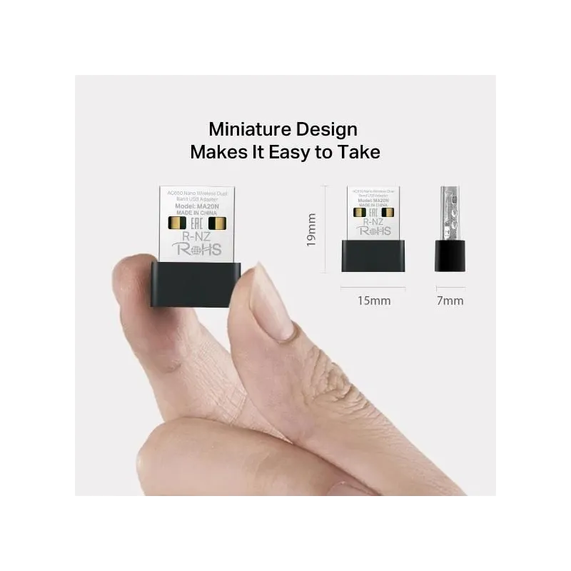 Wrl adapter 650mbps usb nano-ma20n mercusys